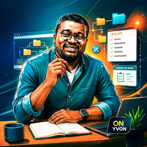 Yvon-Patrick Mamia en atelier, entouré de ses outils de formation